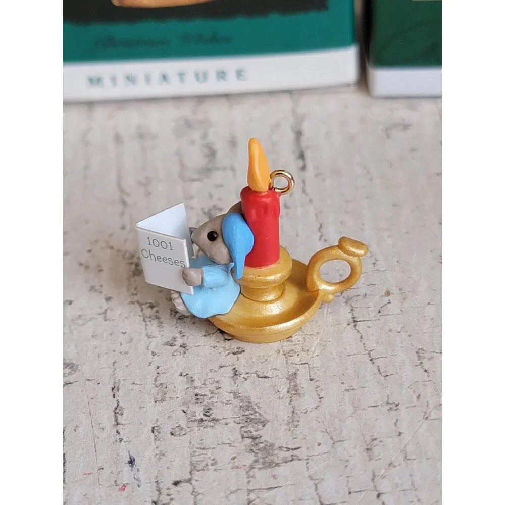Hallmarks mouse miniature‎ variety candle bell ornament Xmas set